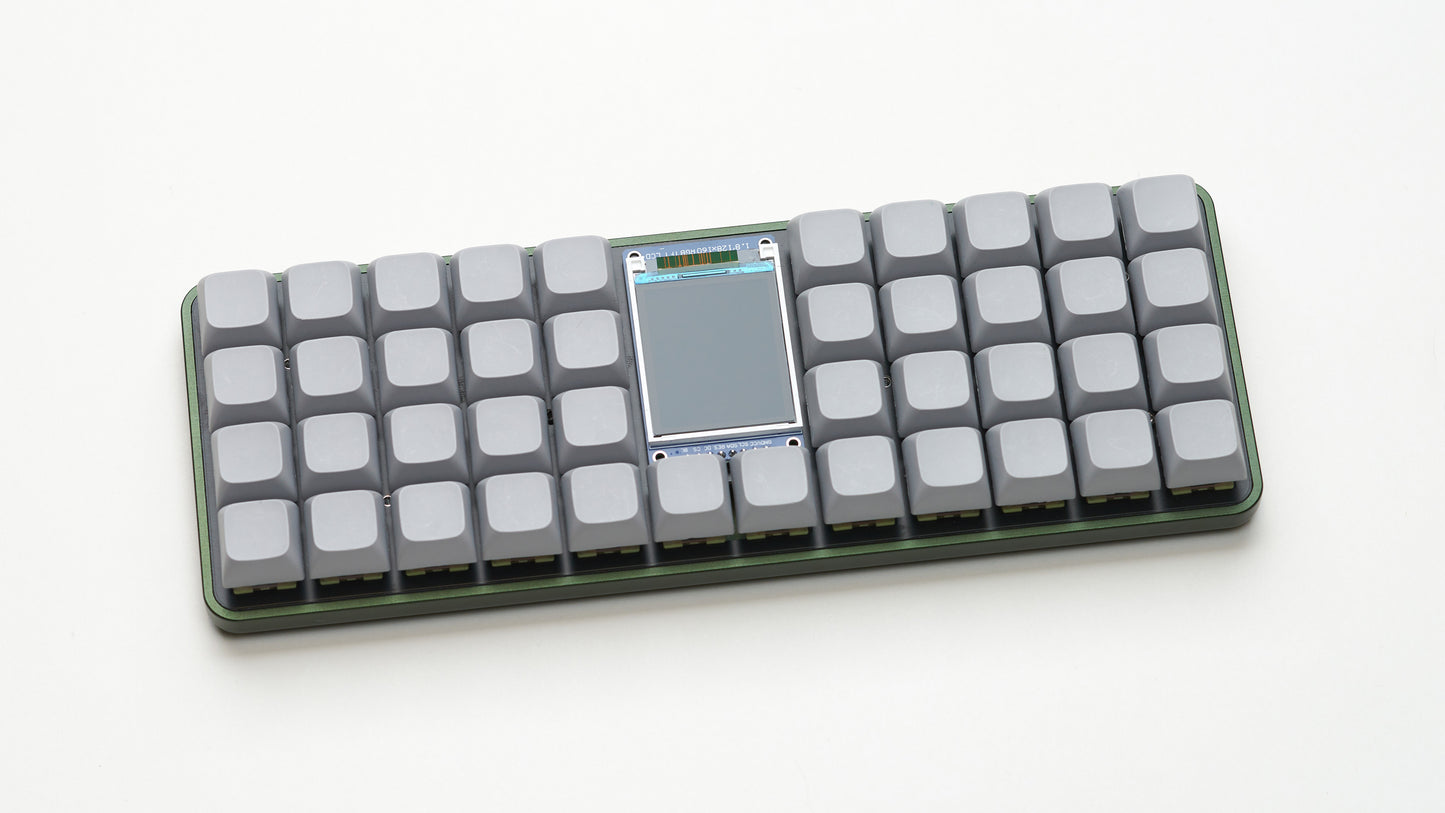 Equals 48 keyboard with TFT screen installed, white background