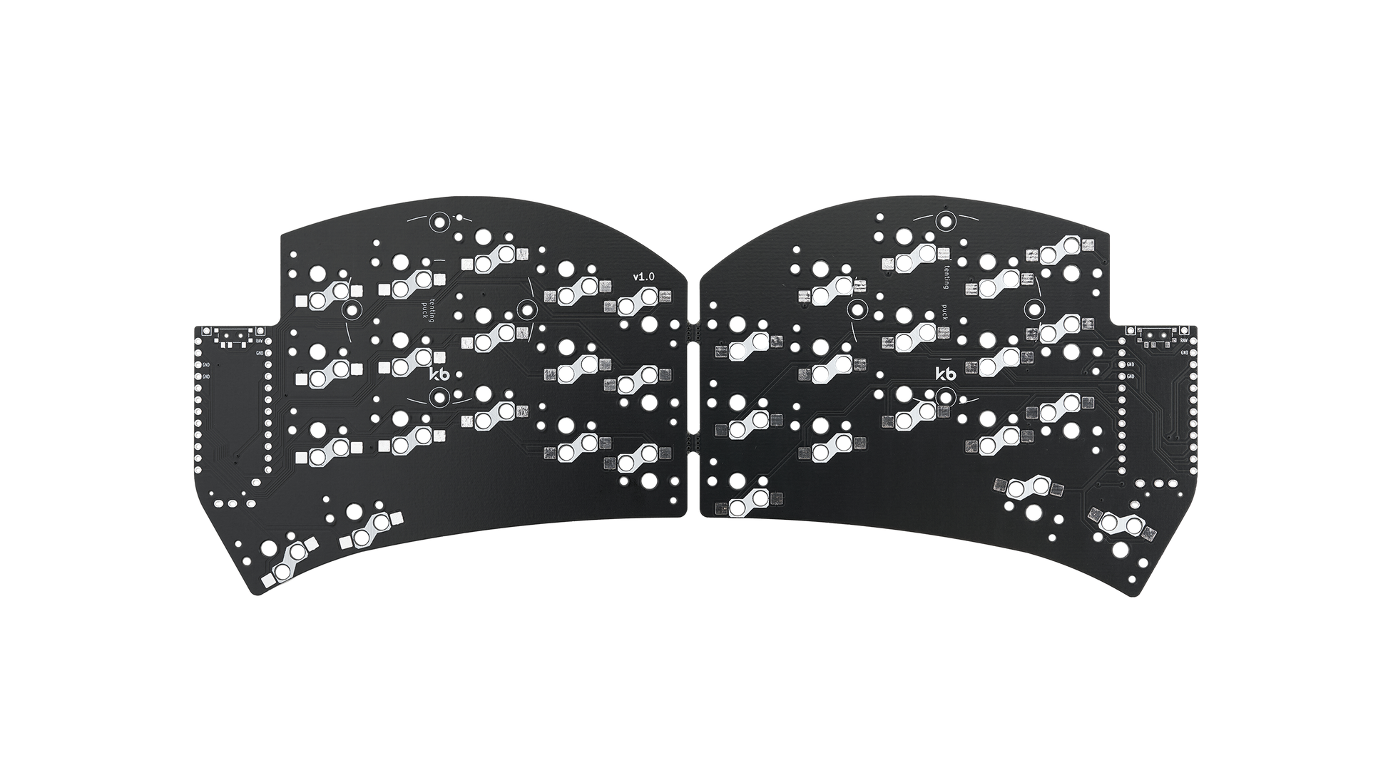 Black Ferris Sweep LP PCB with diode-less design and Kailh Choc hotswap support